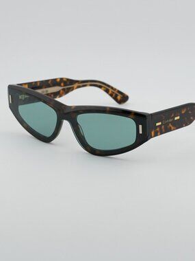 Calvin Klein CK24534S 235 Women Sunglasses Havana Cat Eye Frame, Green Lenses